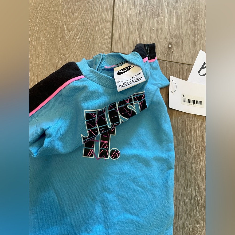 Baby Infant Nike Just Do It Boys Blue Romper Coverall Size 3 Months - Picture 4 of 6